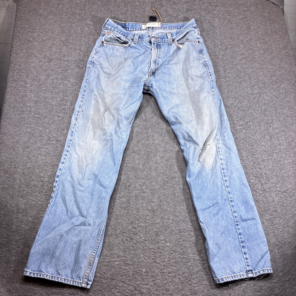 Vintage Levi's 505 Regular Fit Jeans Mens 36x32 Blue Distressed Straight Leg